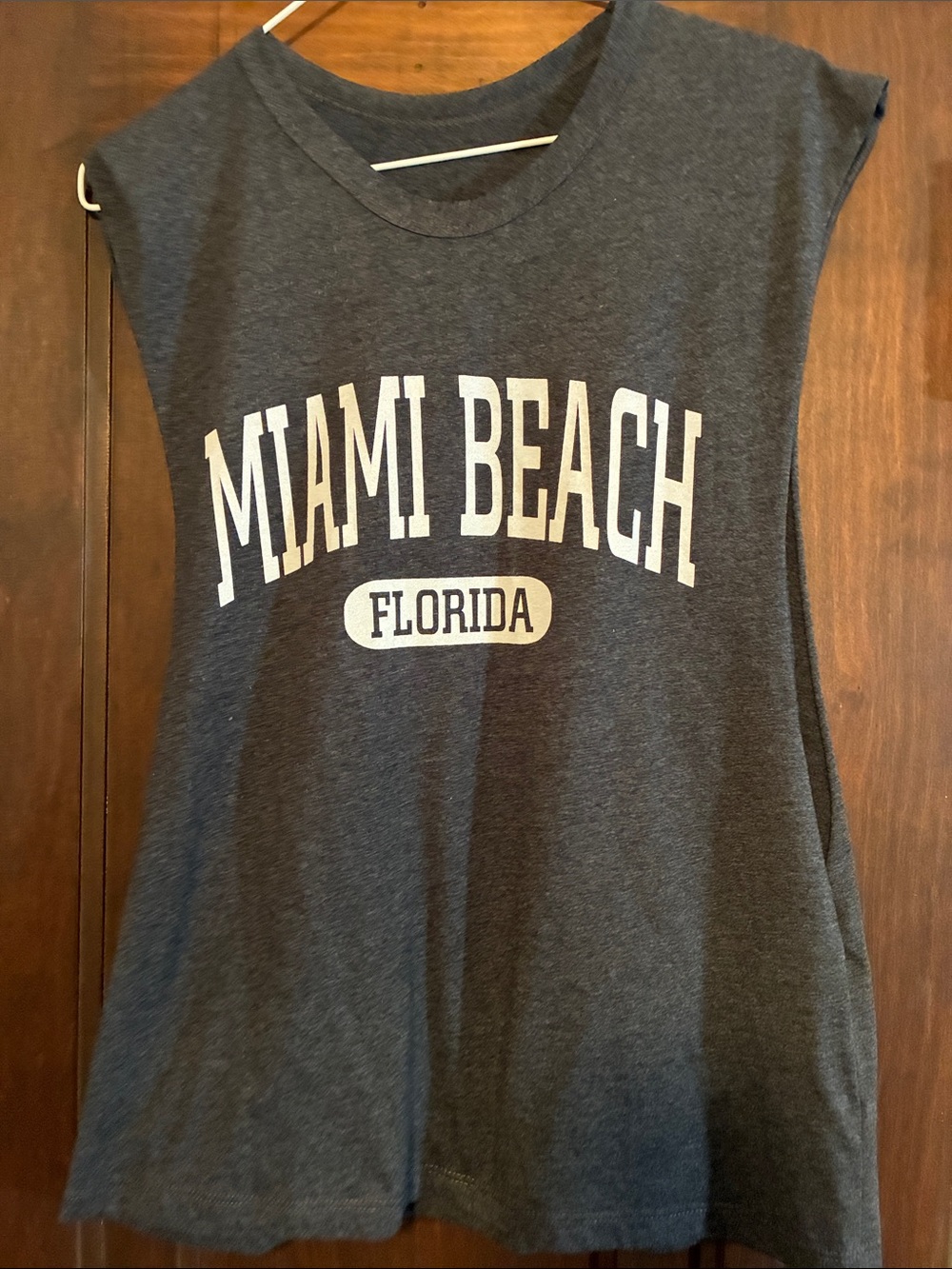 Men’s Heather Gray Tank with White Miami Beach Graphic
